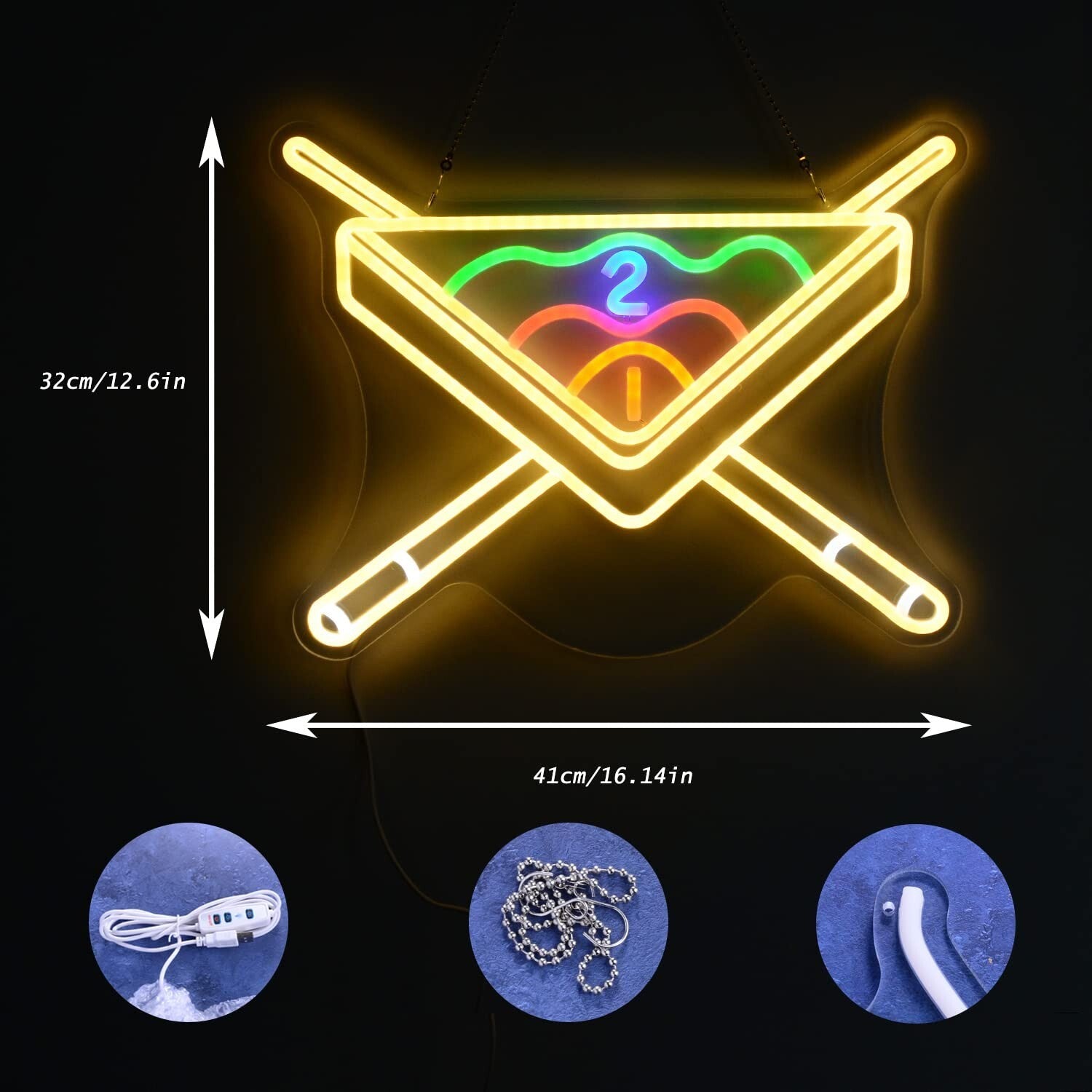 Billiards Ball Decoration Neon Signs Sports Light LED for Gym Bar Club Snooke...