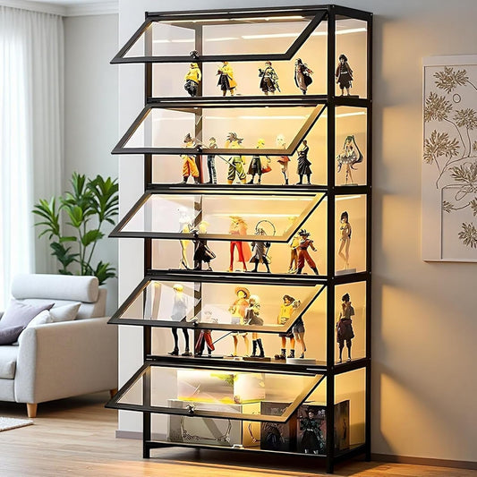 Display Cabinet with Acrylic Doors, 5-Tier Curio Display Case for Figures, Collectibles & Display Shelf
