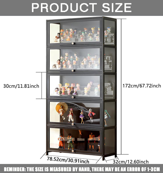Display Cabinet with Acrylic Doors, 5-Tier Curio Display Case for Figures, Collectibles & Display Shelf