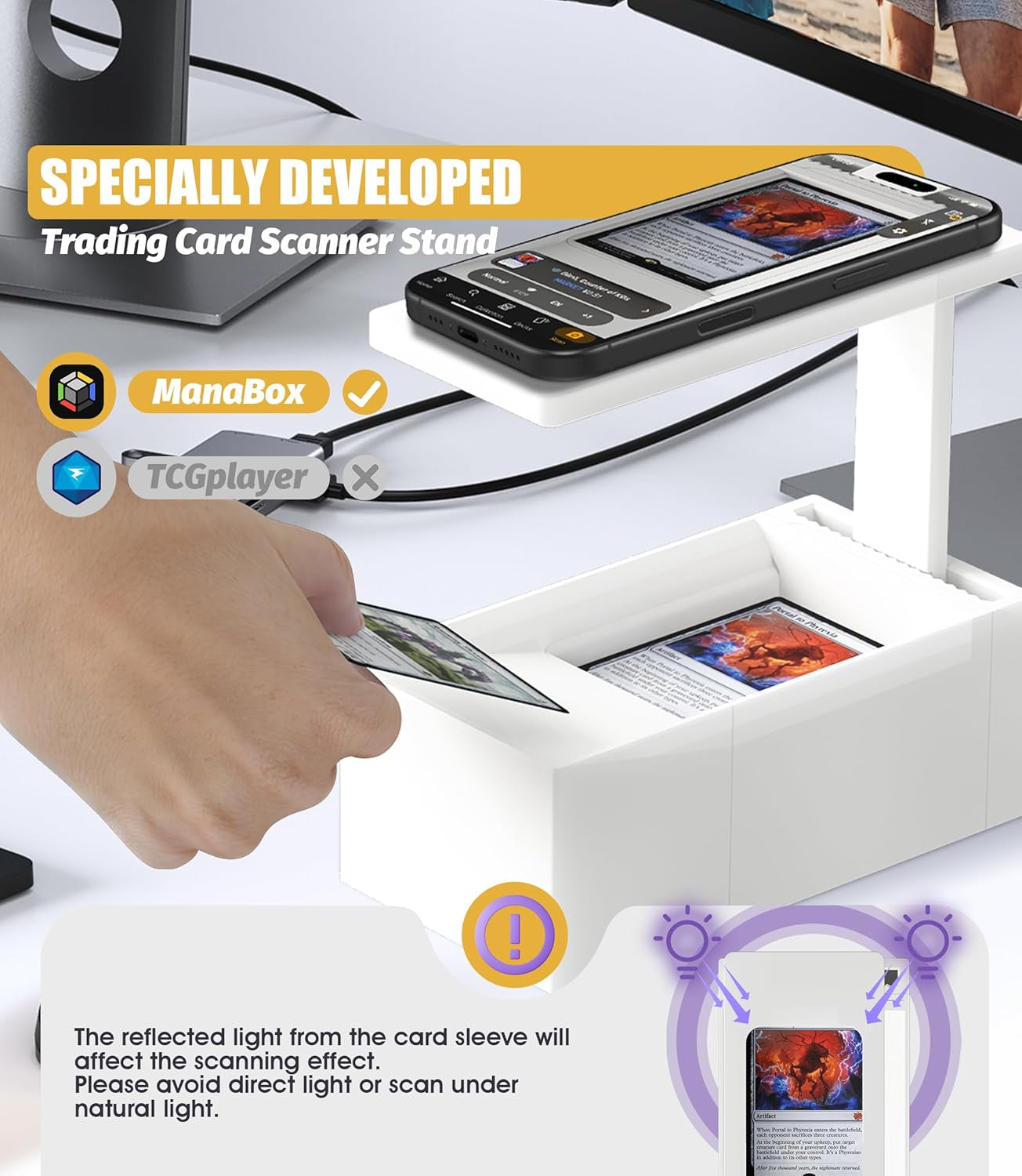 Scanstand for Standard Size Trading Cards, Easily Scanning MTG Cards, Phone Holder Manabox Card Scanner, Quickly Scan and Price Check MTG Cards, Only Available for Manabox
