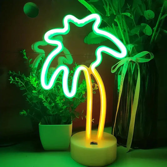 Coconut Neon Signs with Base, LED Light, Atmosphere Lighting for Wall, Night Lamp for Birthday Party E-Sports Room Decor Camping