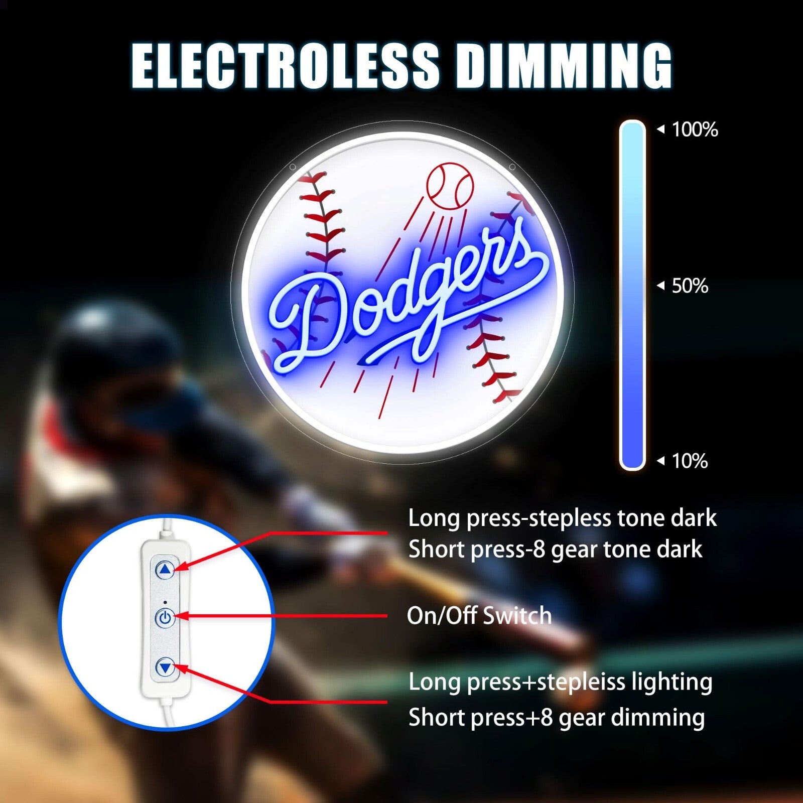 Baseball Neon Sign Sports Neon Club Bedroom Man Cave Men'S Sports Decor Baseball