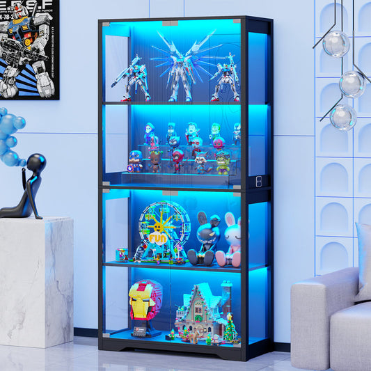 Glass Display Cabinet with 3 Color LED Lights